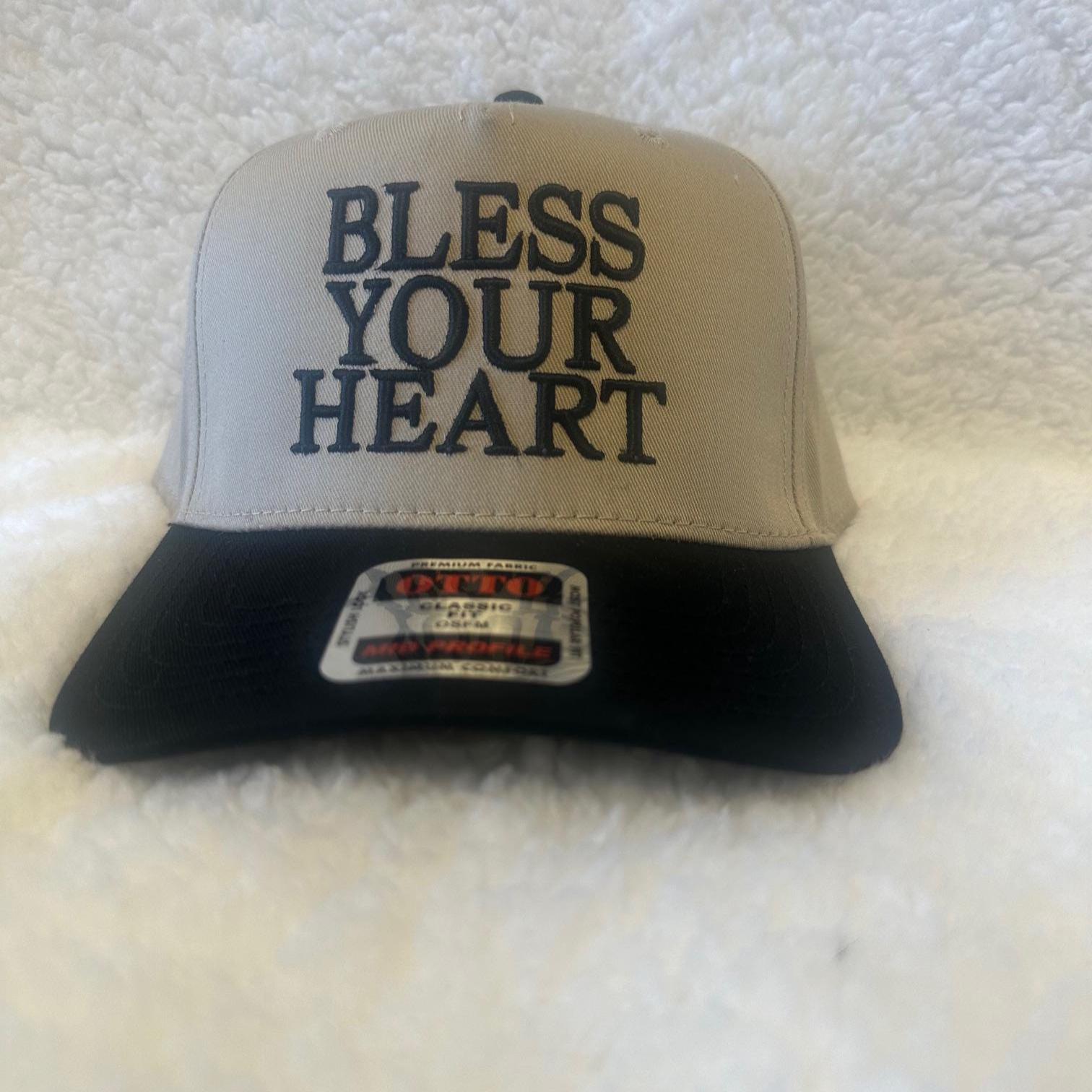 BLESS YOUR HEART trucker hat, Megan Moroney, embroidery, snapback, vintage cowboy, Camo, girl hat, concert, two tone, American, country, fun