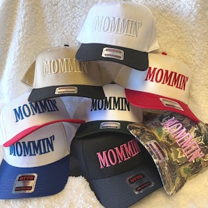 MOMMIN' trucker hat, girl hat, Popular Mothers Day gift, Mama Hat, Summer, Snapback, Puff Embroidery, Mom Trucker, Camo, mom hat, perfect