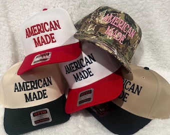 American Made | Embroidered Trucker Hat | Patriotic Snapback | Camo | MAGA | MAHA | custom embroidery