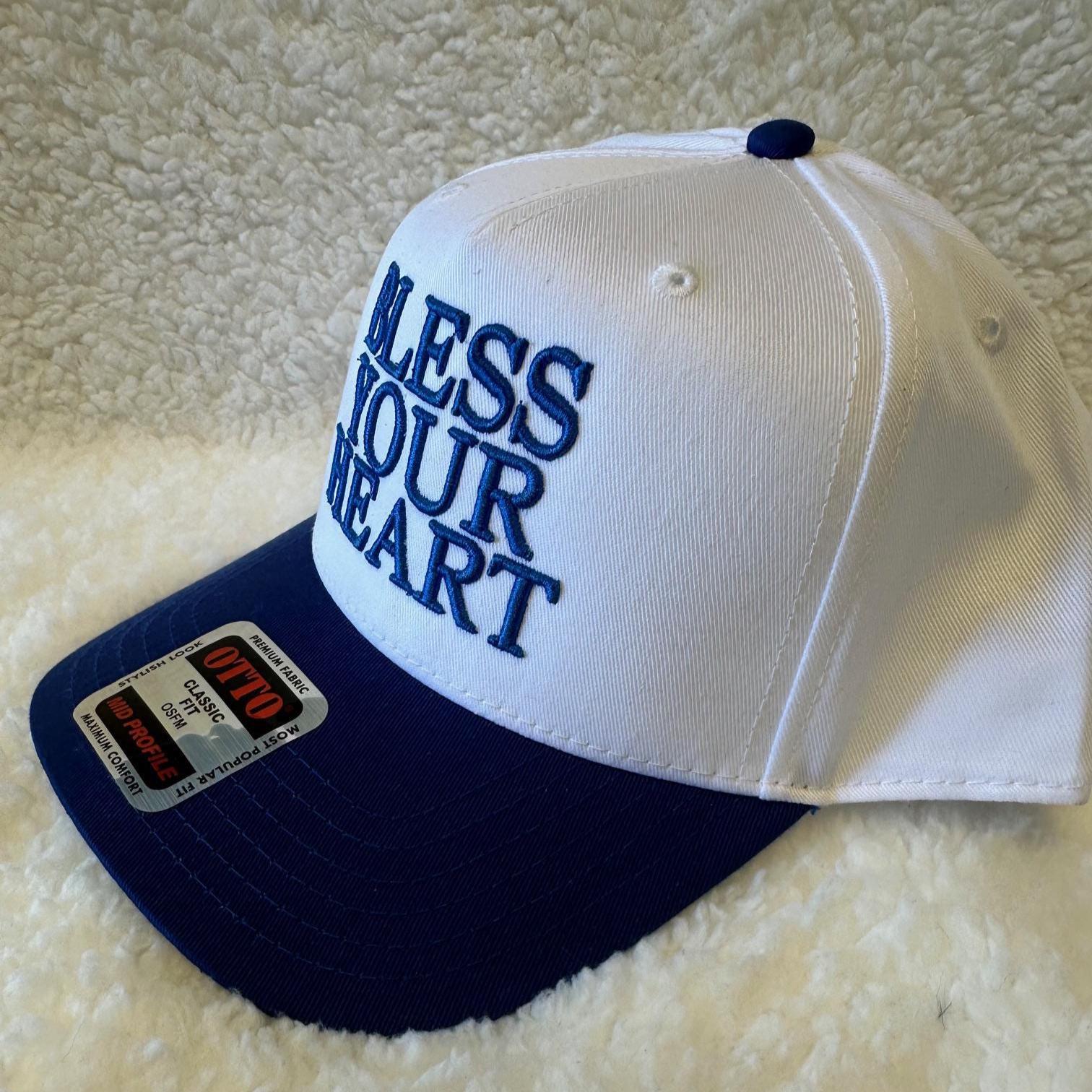 BLESS YOUR HEART trucker hat, Megan Moroney, embroidery, snapback, vintage cowboy, Camo, girl hat, concert, two tone, American, country, fun