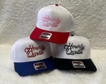 Howdy Darlin' Trucker Hat, Vintage Cowboy Embroidered Snapback
