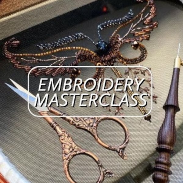 Aari embroidery with Liuneville hook for beginners, Step by step online class, DIY embroidery kit, Couture embroidery course, Video tutorial