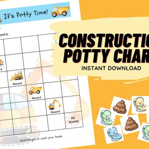Potty Training Chart for Boys, Printable Construction Potty Training Reward Chart, Instant Download Toilet Training Reward Chart
