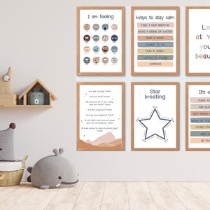 Calming Strategies Posters, Montessori Classroom Decor, 10 Homeschool Printables, Counselor Office, Calming Corner Art, Feelings Poster