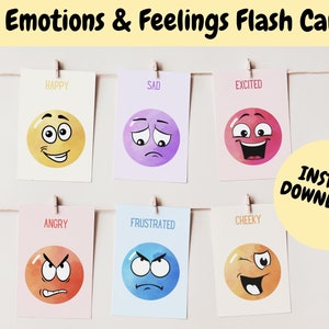 Download instantâneo | Cartões Flash de Sentimentos x 20 | Aprendizagem Montessori | Emoções | Sentimentos Imprimir | Educação Infantil | Ensino em casa | Imprimível