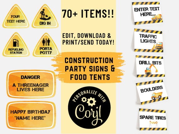 Instant Download Construction Party Printable Construction - Etsy