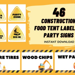 Descarga instantánea / fiesta de construcción imprimible / fiesta de cumpleaños de construcción etiquetas de tienda de alimentos signos / bricolaje imprimible