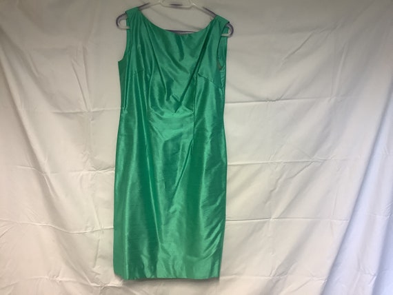 Jade green silk Jean Varon 1960s sheath dress and mat… - Gem
