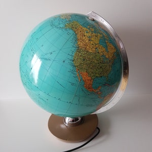 Original JRO multi-globe, glass terrestrial globe, globe lamp, illuminated from the 60s.