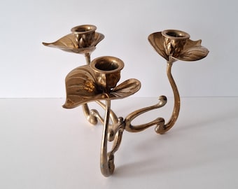 Three-armed Art Nouveau candlesticks, Florentine design, Italy, 1970s