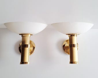Pair of brass wall lights by B+M Leuchten, Germany, 1980s model 20536