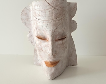 Gesicht Maske aus Terrakotta signiert  von Ingeborg Prein
