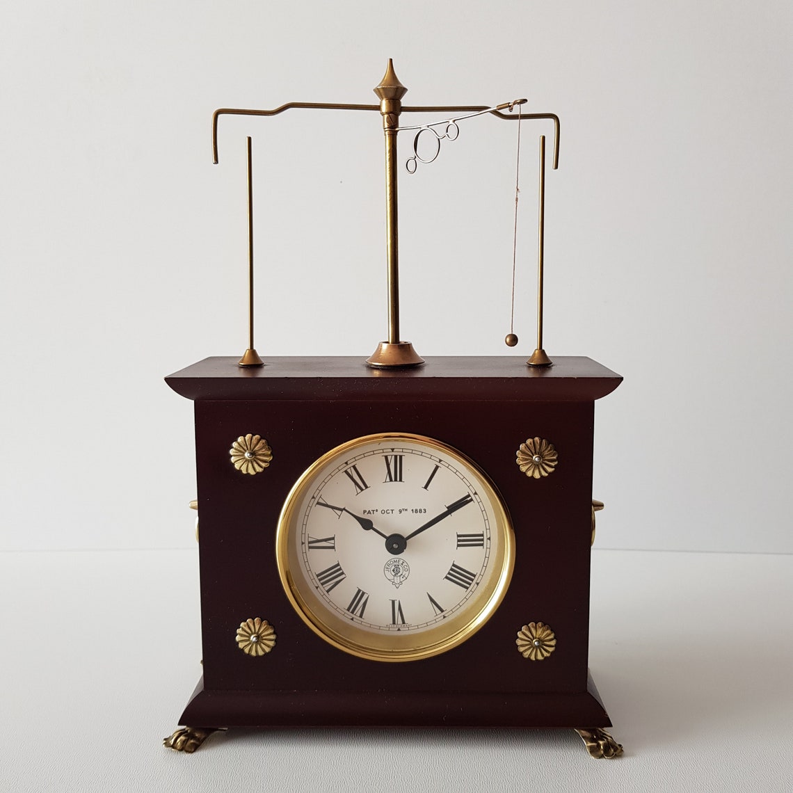 Vintage Jerome & Co. Horolovar Flying Pendulum Clock Table Etsy