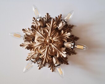 Gilded Florentine wall or ceiling light, Italy 1960s/70s