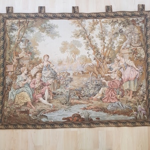 Vintage French tapestry, wall hanging, gobelin, tapestry in Rococo style France