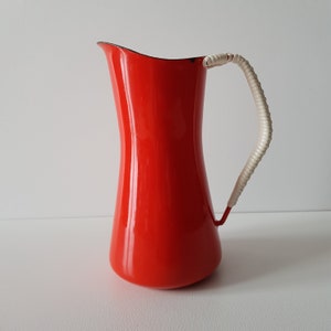 Jens Harald Quistgaard red enamel jug/pot "Køben Style" Denmark 50s