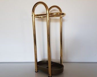 Paragüero de estilo moderno de mediados de siglo, fabricado en latón y hierro, década de 1960, Alemania.