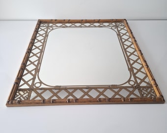 Vintage wall mirror from "Braddell Enterprises", England, 1970s, wood with bamboo look