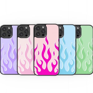Flames Fire Cute Phone Case Cool Cover For iPhone 7 8 PLUS 11 12 13 14 XS XR Pro Max Mini Colorful Cases Samsung Red Green Purple Blue Pink