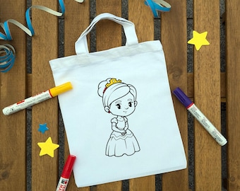 Prinzessin Königin Kinder Party Ausmaltasche zum ausmalen Kindergeburtstag oder Mitgebsel als Gastgeschenk