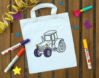 Kindertasche Traktor zum ausmalen, Kindergeburtstag oder Mitgebsel als Gastgeschenk, Party