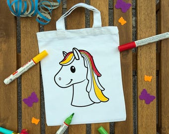 Pferdekopf Pferd Kinder Ausmaltasche zum ausmalen Kindergeburtstag oder Mitgebsel als Gastgeschenk