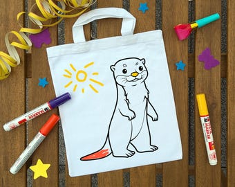 Otter Ausmaltasche Kinder zum ausmalen Kindergeburtstag, Mitgebsel als Gastgeschenk