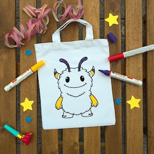 Monster, Halloweenparty, Ungeheuer, Ausmaltasche zum ausmalen Kindergeburtstag oder Mitgebsel als Gastgeschenk zur Party