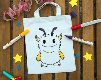 Monster, Halloweenparty, Ungeheuer, Ausmaltasche zum ausmalen Kindergeburtstag oder Mitgebsel als Gastgeschenk zur Party