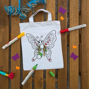 Schmetterling Kinder Ausmaltasche zum ausmalen Kindergeburtstag oder Mitgebsel als Gastgeschenk