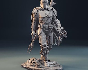 La figura Mandaloriana varios tamaños Star Wars resina impresión 3D fanart sin pintar