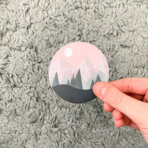Explore Mountain Sticker |  Waterproof, Vinyl Sticker | Nature water bottle sticker | Laptop Sticker | Nature stickers