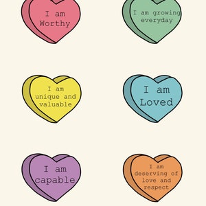 Conversation Hearts Affirmations Digital Valentines Day File