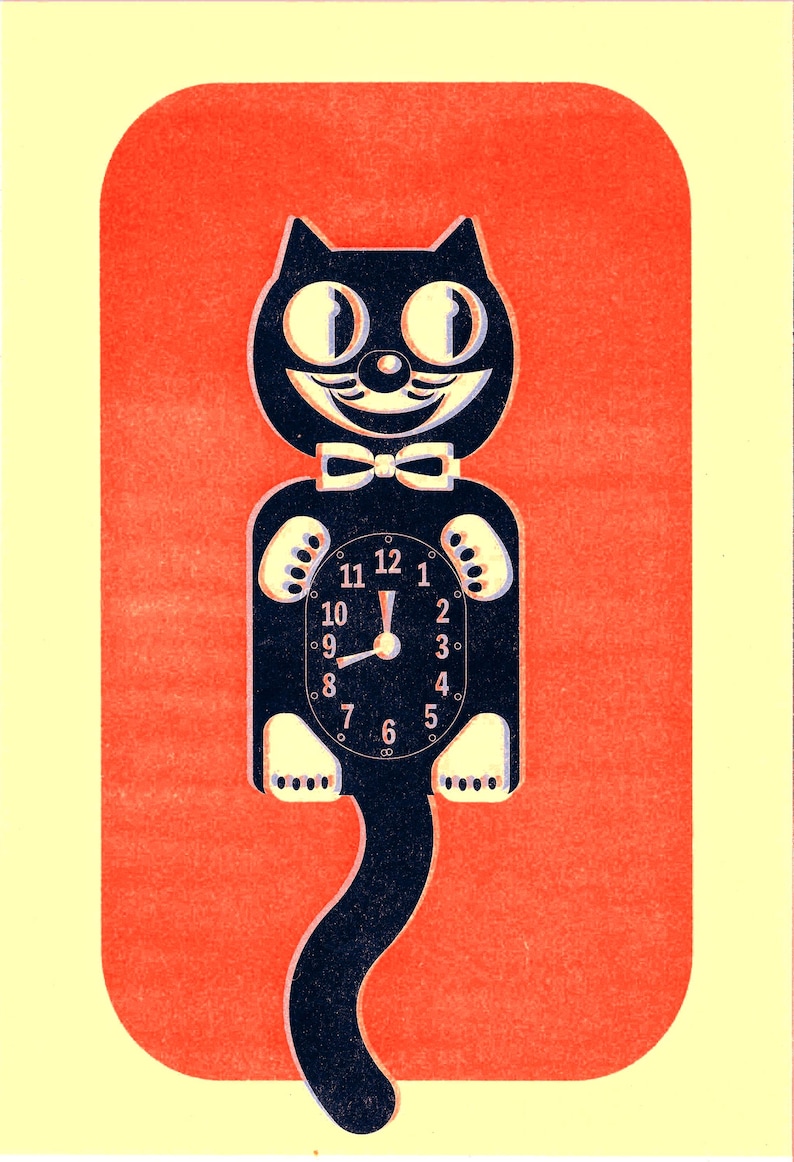 KIT KAT Clock Risograph - Retro Inspired Hand Printed Poster - Etsy
