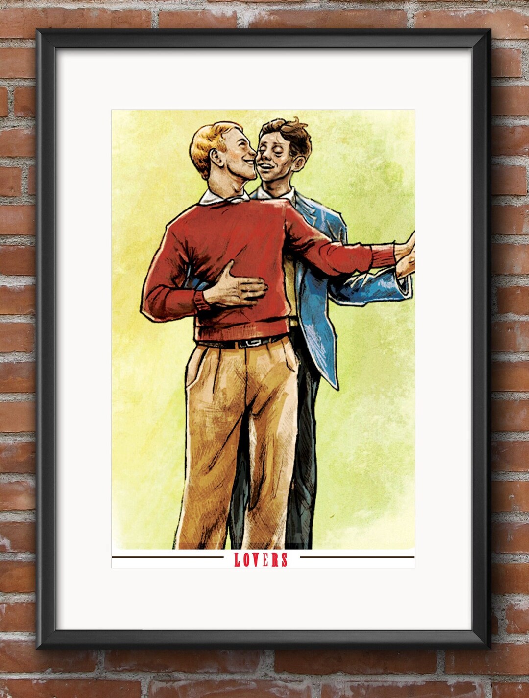 History Hates Lovers Giclee Print, LGBTQ Art, Vintage Gay Print, MLM Queer Male Art, Pride Gift