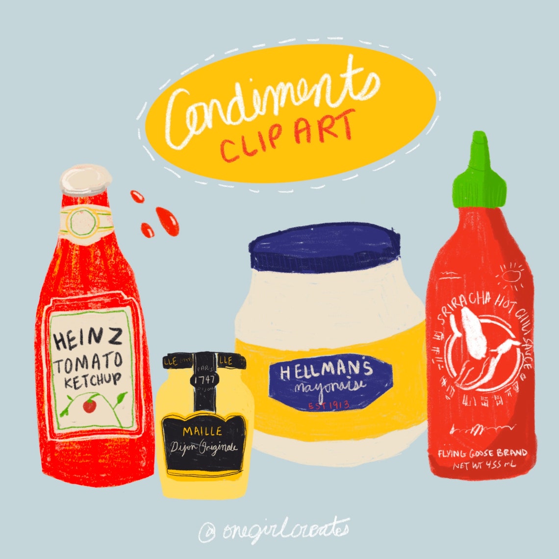 Condiments Clip Art digital Only .PNG File - Etsy