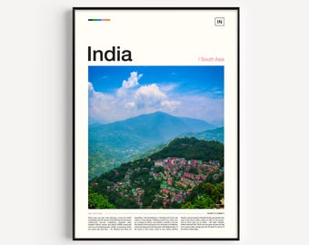 India Travel Poster: Mountain Village Art Print