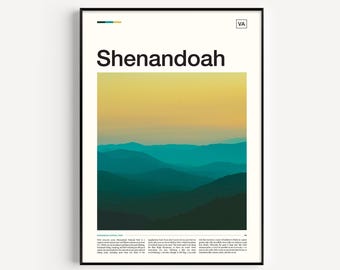 Print Shenandoah National Park, landschapskunst berg Virginia