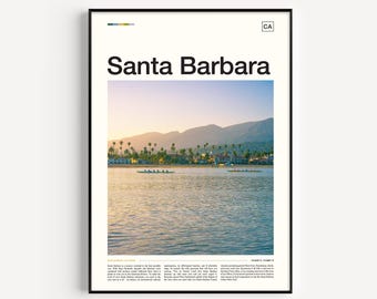 Póster turístico de Santa Bárbara: Lámina artística de la costa de California