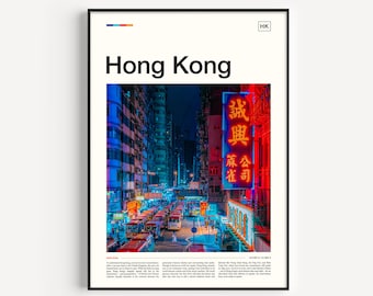 Hong Kong Print, Hong Kong Poster, Hong Kong Art, Hong Kong Wall Art, Hong Kong Skyline, Hong Kong China, Travel Poster, Printable Wall Art