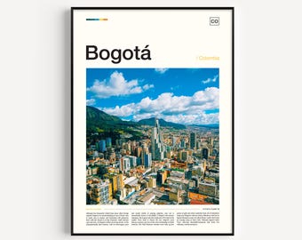Cartaz de Bogotá, impressão de viagem da Colômbia para decoração de casa, arte de parede urbana com impressão da cidade, arte da América do Sul e presente de viagem