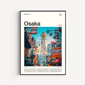 Osaka Japan Travel Art Print, City Skyline Poster