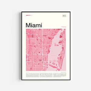 Impressão de mapa de Miami, pôster de Miami, mapa de Miami, impressão de Miami, arte de parede de Miami, impressão de arte de Miami, pôster de mapa, arte de parede de mapa, arte de Miami, decoração de Miami