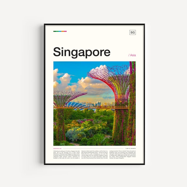 Resetryck för Singapore: Asienfotografi, stadslandskapsväggkonst