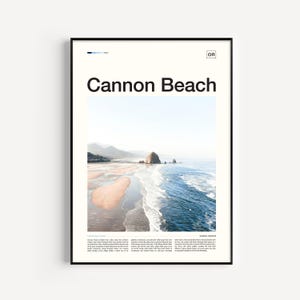 Impresión de Cannon Beach, Oregón, Arte de pared, Póster de Cannon Beach, Arte de viaje con fotografía real, Haystack Rock, Parque Estatal Ecola, Pacífico