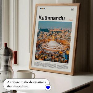 Kathmandu Print, Nepal Travel Poster with Scenic Photography, City Wall Artwork, Travel Photo, Wanderlust Decor, and Art Print image 3