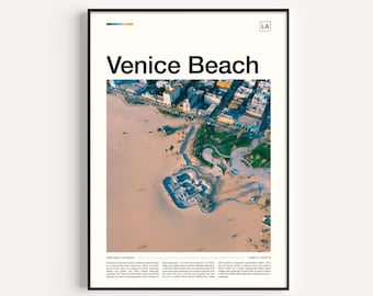Venice Beach Aerial Art Print: Los Angeles Travel Poster