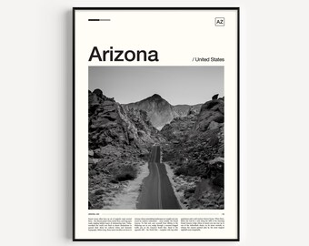 Black and White Arizona Photography Print: Desert Road Wall Art