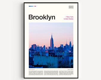 Arte mural de Brooklyn, póster de Brooklyn, impresión de Brooklyn, impresión artística de Brooklyn, Brooklyn, Nueva York, fotografía de Brooklyn, foto de Brooklyn, Brooklyn, NY