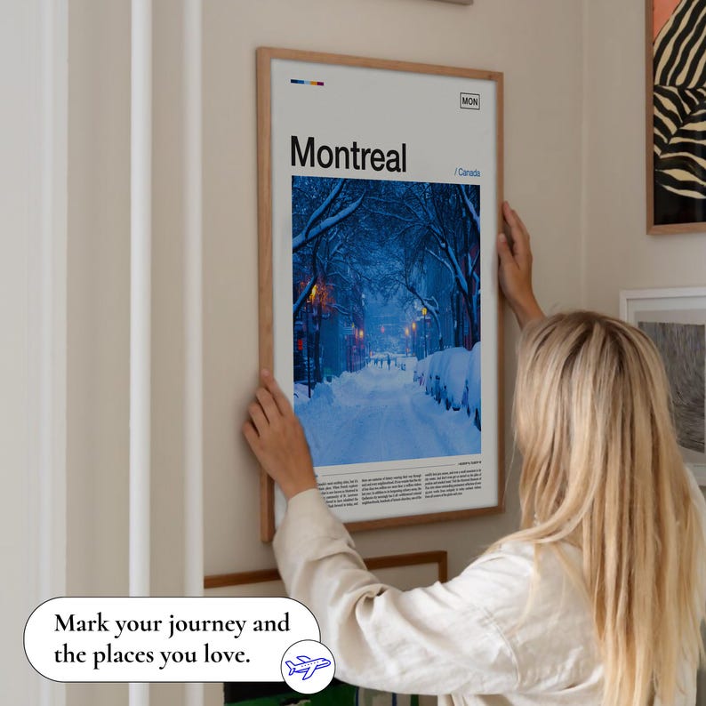 Montréal winterlandschap kunstdruk: Canada reisposter afbeelding 2